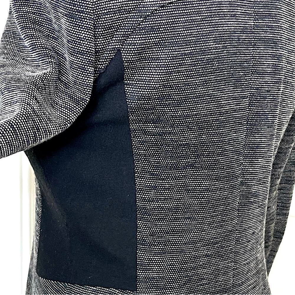 SOLEZIA Women’s Stretch Blazer Black Stretch Moto Inspired Long Fitted Zip Front - Picture 8 of 13